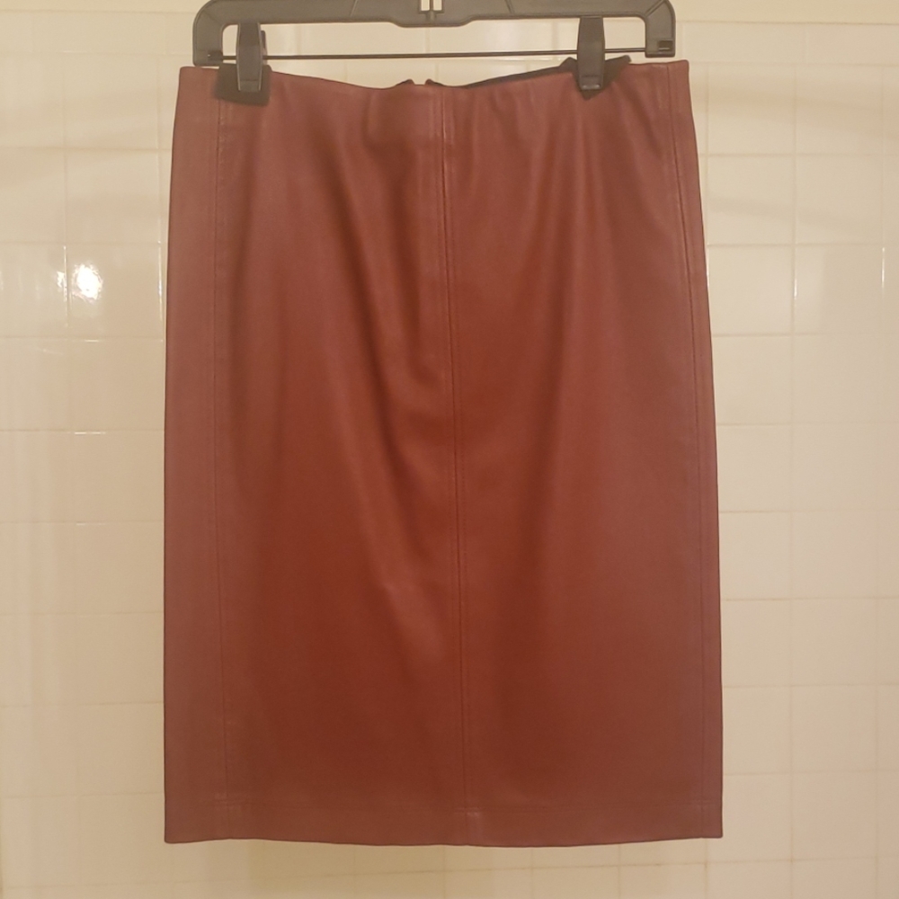 Genuine leather pencil skirt